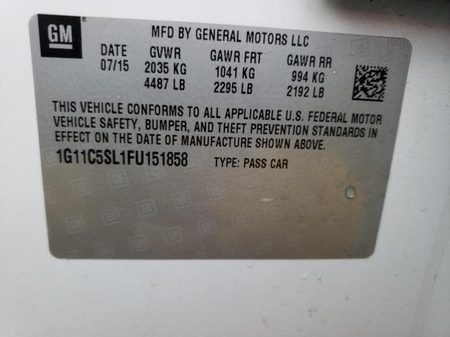 1G11C5SL1FU151858 - 2015 CHEVROLET MALIBU 1LT 白色 照片 13