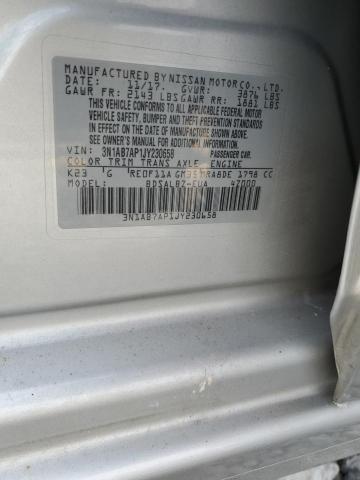 3N1AB7AP1JY230658 - 2018 NISSAN SENTRA S SILVER photo 12