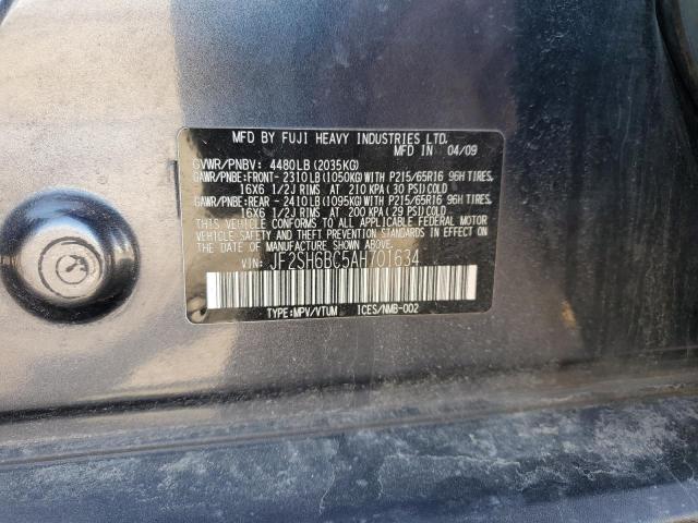 JF2SH6BC5AH701634 - 2010 SUBARU FORESTER XS Graphite photo 13