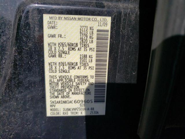 5N1AR1NB1AC609605 - 2010 NISSAN PATHFINDER S BLACK photo 13