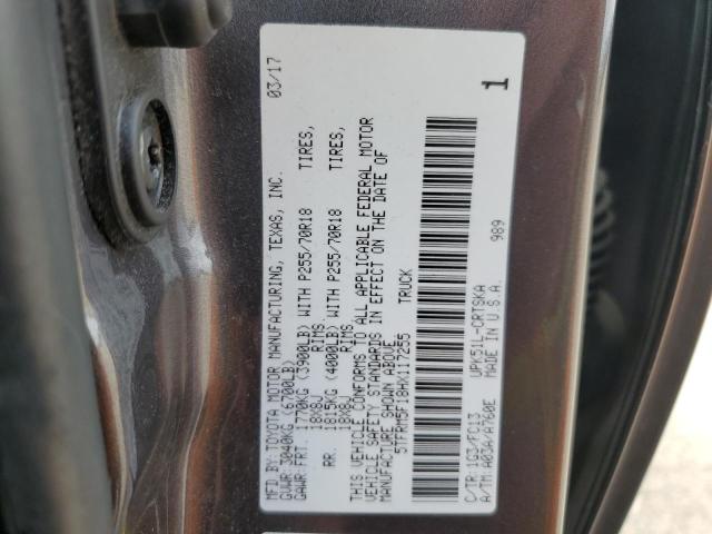 5TFRM5F18HX117255 - 2017 TOYOTA TUNDRA DOUBLE CAB SR/SR5 CHARCOAL photo 12