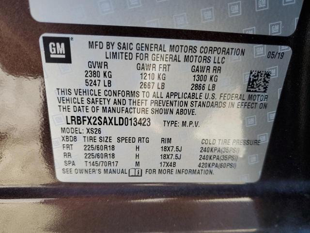 LRBFX2SAXLD013423 - 2020 BUICK ENVISION ESSENCE Շագանակագույն լուսանկար 13