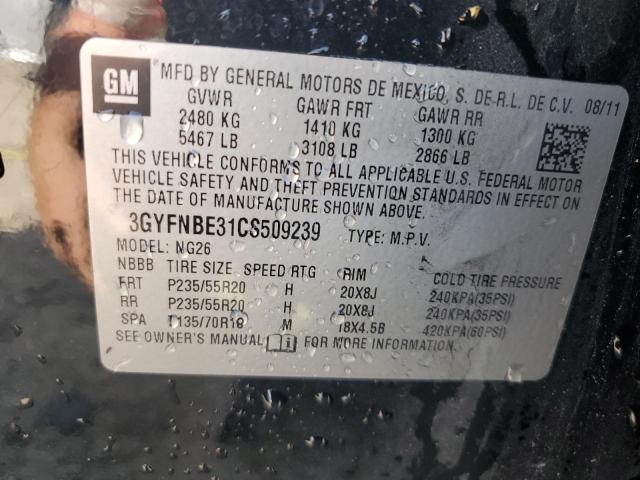 3GYFNBE31CS509239 - 2012 CADILLAC SRX PERFORMANCE COLLECTION Noir photo 12