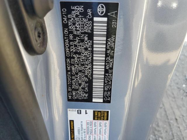 JTKDE3B7XA0318782 - 2010 TOYOTA SCION TC BLUE photo 12