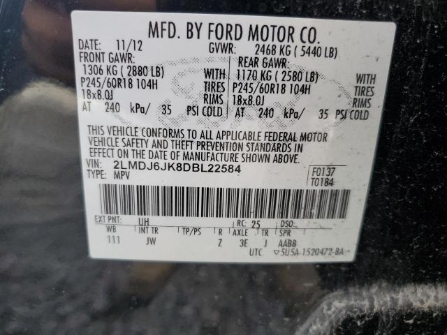 2LMDJ6JK8DBL22584 - 2013 LINCOLN MKX BLACK photo 13