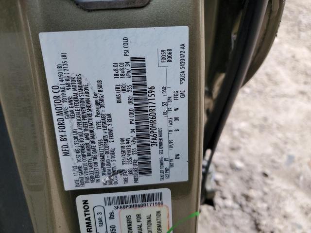 3FA6P0HR6DR171596 - 2013 FORD FUSION SE GREEN photo 12