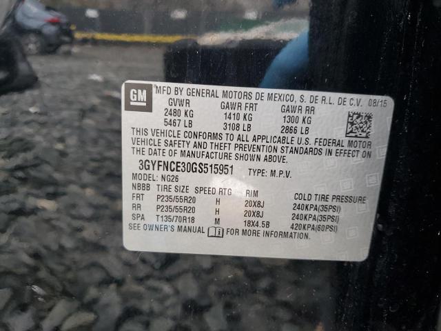 3GYFNCE30GS515951 - 2016 CADILLAC SRX PERFORMANCE COLLECTION შავი ფოტო 13