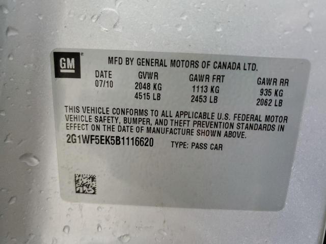 2G1WF5EK5B1116620 - 2011 CHEVROLET IMPALA LS SILVER photo 12