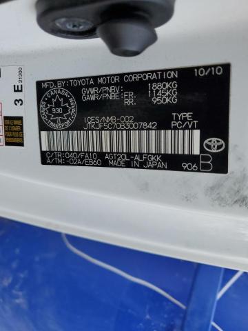 JTKJF5C70B3007842 - 2011 TOYOTA SCION TC 白色 照片 12