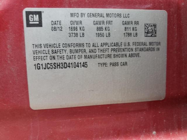 1G1JC5SH3D4104145 - 2013 CHEVROLET SONIC LT RED photo 12