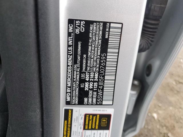 55SWF4JB5FU076595 - 2015 MERCEDES-BENZ C 300 SILVER photo 13