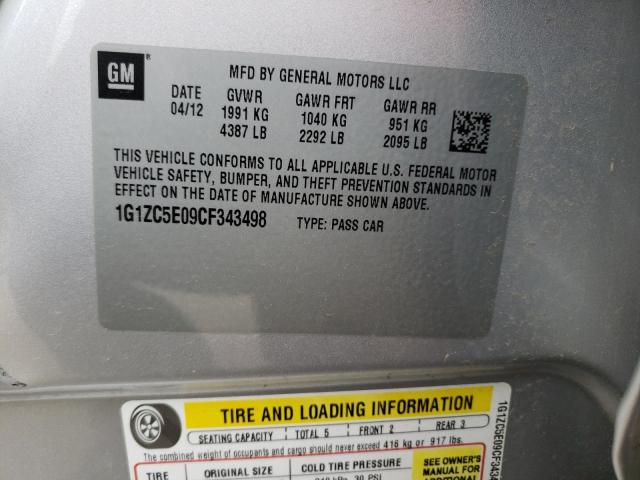 1G1ZC5E09CF343498 - 2012 CHEVROLET MALIBU 1LT SILVER photo 12