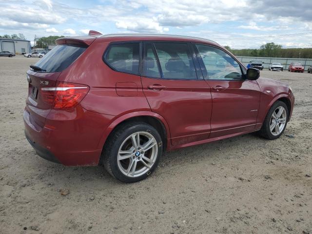 5UXWX9C52E0D25968 - 2014 BMW X3 XDRIVE28I MAROON photo 3