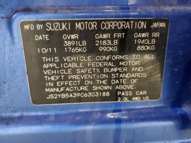 JS2YB5A39C6303188 - 2012 SUZUKI SX4 BLUE photo 13