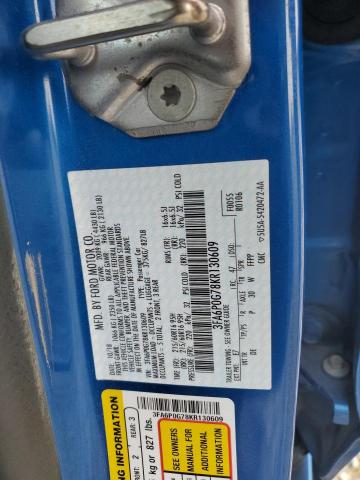 3FA6P0G78KR130609 - 2019 FORD FUSION S BLUE photo 13