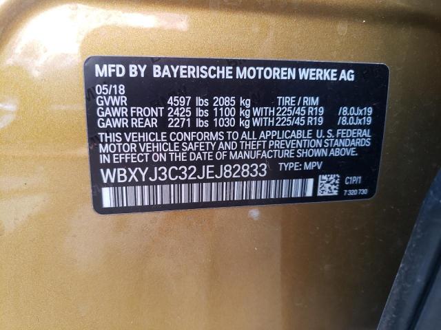 WBXYJ3C32JEJ82833 - 2018 BMW X2 SDRIVE28I Ոսկեգույն լուսանկար 13