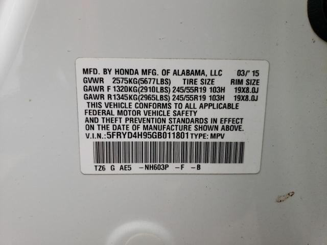 5FRYD4H95GB011801 - 2016 ACURA MDX ADVANCE WHITE photo 13