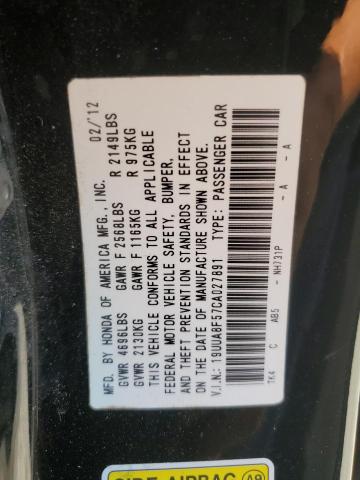 19UUA8F57CA027891 - 2012 ACURA TL BLACK photo 12