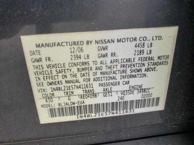 1N4BL21E57N411631 - 2007 NISSAN ALTIMA 3.5SE BLUE photo 12