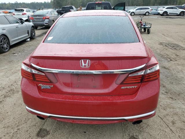 1HGCR2F50GA200514 - 2016 HONDA ACCORD SPORT RED photo 6