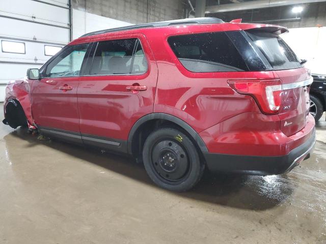 1FM5K8D82HGA15483 - 2017 FORD EXPLORER XLT RED photo 2