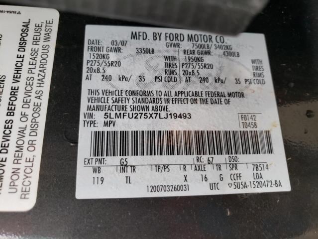 5LMFU275X7LJ19493 - 2007 LINCOLN NAVIGATOR ნაცრისფერი ფოტო 13