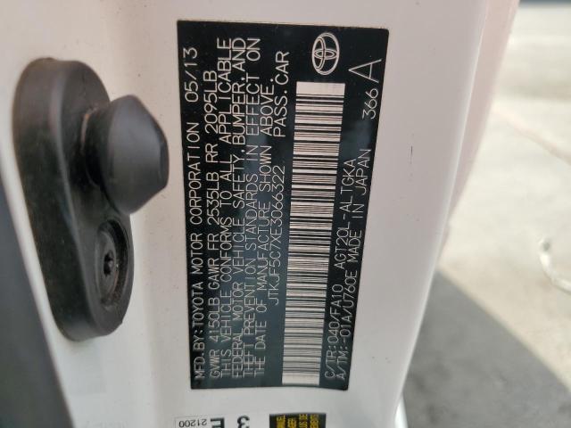 JTKJF5C7XE3066322 - 2014 TOYOTA SCION TC თეთრი ფოტო 12