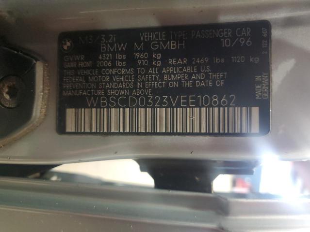 WBSCD0323VEE10862 - 1997 BMW M3 AUTOMATIC SILVER photo 12