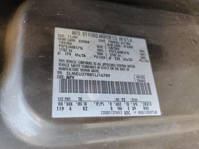 5LMEU27R81LJ16789 - 2001 LINCOLN NAVIGATOR თაფლისფერი ფოტო 13