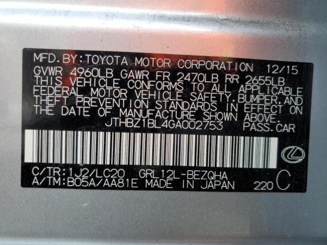 JTHBZ1BL4GA002753 - 2016 LEXUS GS 350 BASE SILVER photo 12