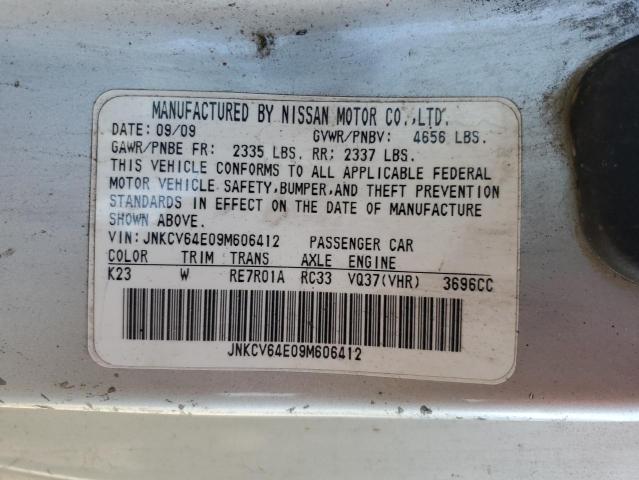 JNKCV64E09M606412 - 2009 INFINITI G37 BASE SILVER photo 13