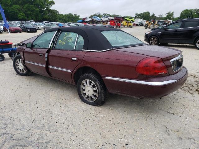 1LNHM97V32Y645027 - 2002 LINCOLN CONTINENTA BURGUNDY photo 2