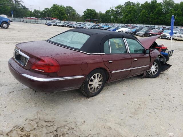 1LNHM97V32Y645027 - 2002 LINCOLN CONTINENTA BURGUNDY photo 3