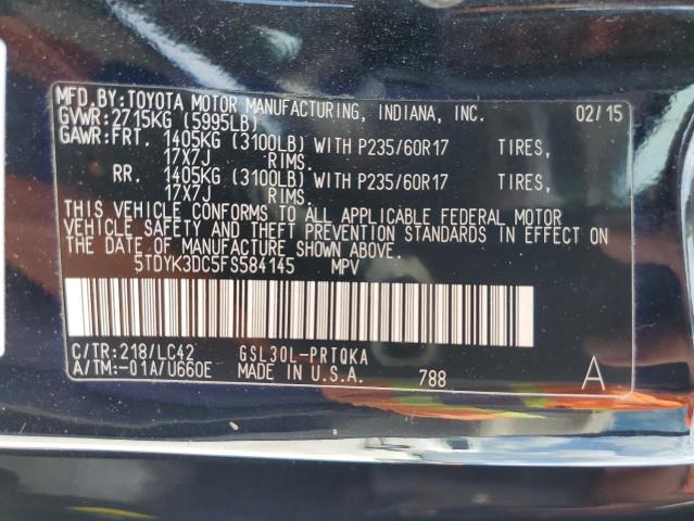 5TDYK3DC5FS584145 - 2015 TOYOTA SIENNA XLE BLACK photo 14