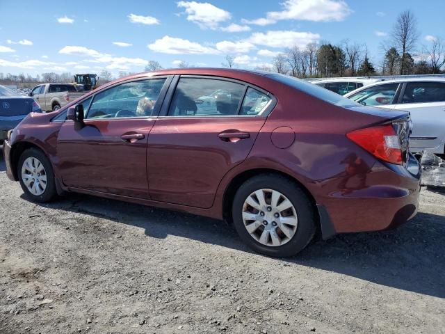 19XFB2F55CE337150 - 2012 HONDA CIVIC LX BURGUNDY photo 2