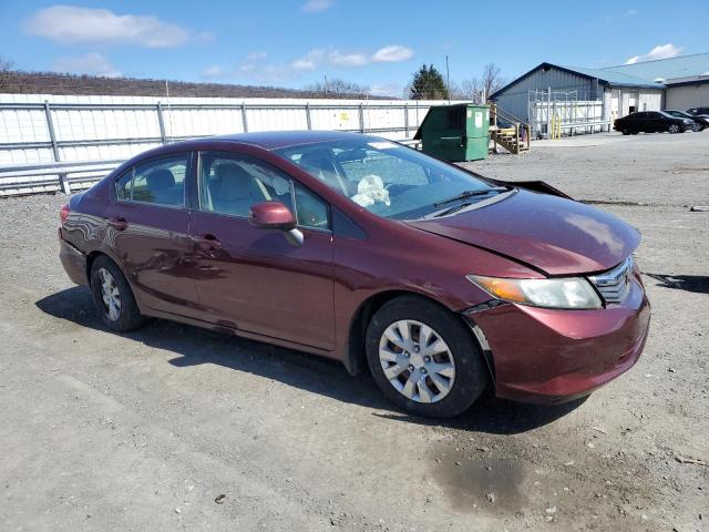 19XFB2F55CE337150 - 2012 HONDA CIVIC LX BURGUNDY photo 4