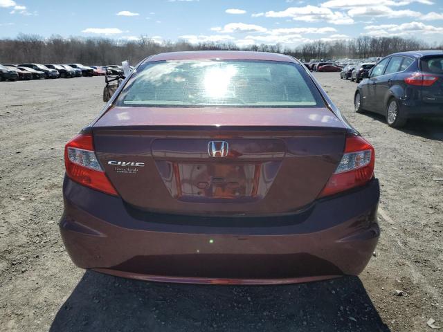 19XFB2F55CE337150 - 2012 HONDA CIVIC LX BURGUNDY photo 6