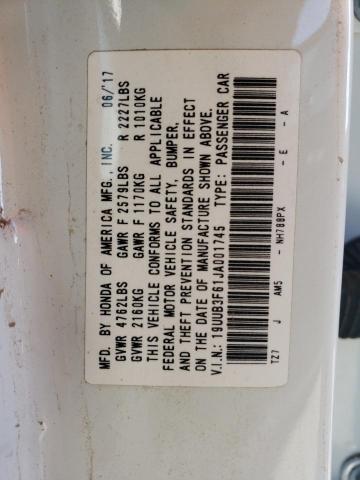 19UUB3F61JA001745 - 2018 ACURA TLX TECH+A WHITE photo 12