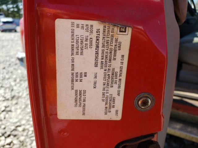 1GTGK29R2VE562028 - 1997 GMC SIERRA K2500 RED photo 12