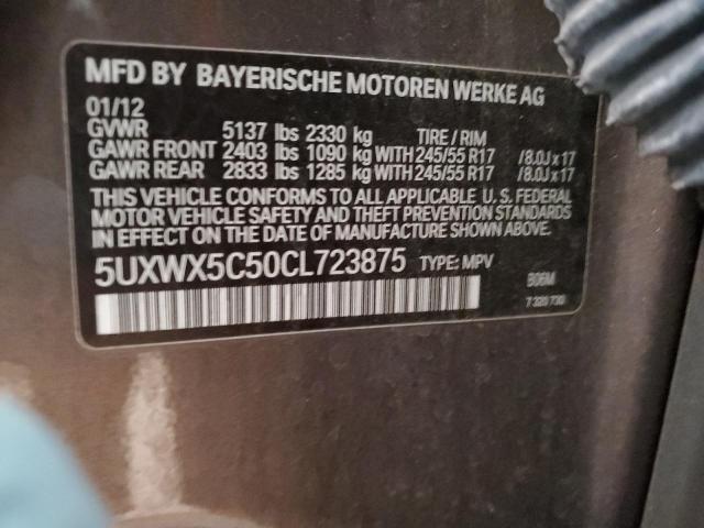 5UXWX5C50CL723875 - 2012 BMW X3 XDRIVE28I TAN photo 13