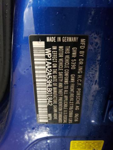 WP1AA2A53HLB01842 - 2017 PORSCHE MACAN BLUE photo 12