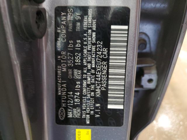 KMHCT4AEXEU724232 - 2014 HYUNDAI ACCENT GLS GRAY photo 12