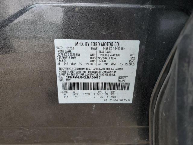 2FMPK4J9XLBA60685 - 2020 FORD EDGE SEL GRAY photo 13