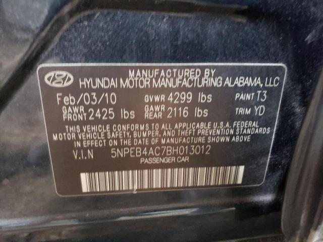 5NPEB4AC7BH013012 - 2011 HYUNDAI SONATA GLS BLUE photo 12