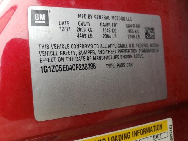 1G1ZC5E04CF238786 - 2012 CHEVROLET MALIBU 1LT 红色 照片 13