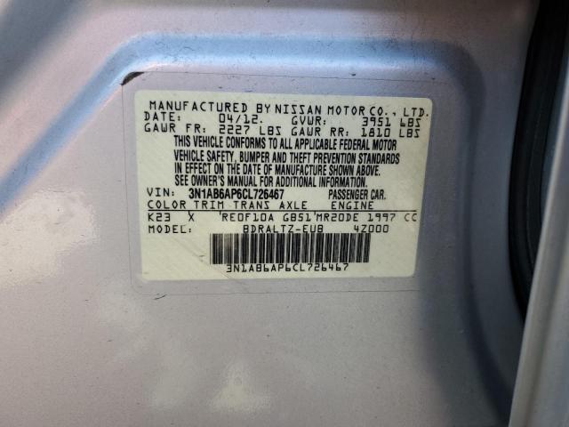 3N1AB6AP6CL726467 - 2012 NISSAN SENTRA 2.0 SILVER photo 13