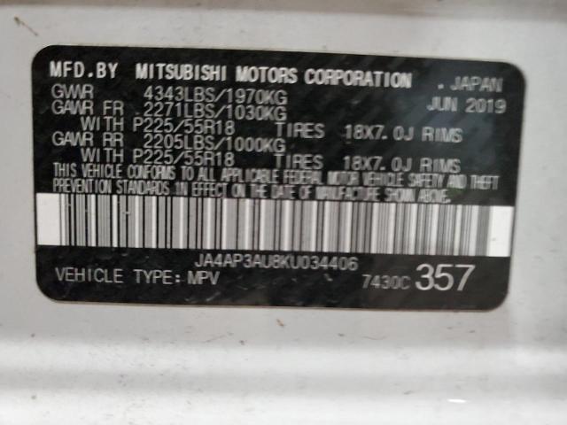 JA4AP3AU8KU034406 - 2019 MITSUBISHI OUTLANDER ES WHITE photo 13