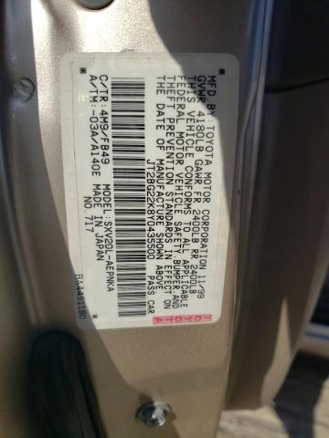 4T1BG22K9YU013909 - 2000 TOYOTA CAMRY CE TAN photo 12