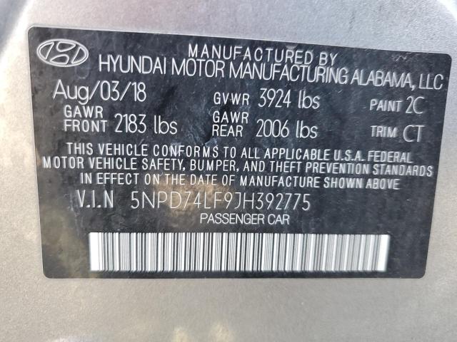 5NPD74LF9JH392775 - 2018 HYUNDAI ELANTRA SE GRAY photo 13