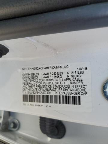19UUB2F64KA007499 - 2019 ACURA TLX TECHNOLOGY 白色 照片 12